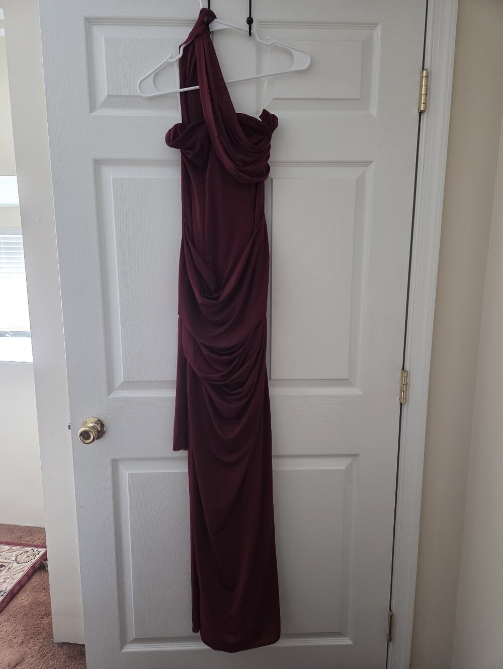 Mattea Slinky And Mesh Maxi Dress With Scarf